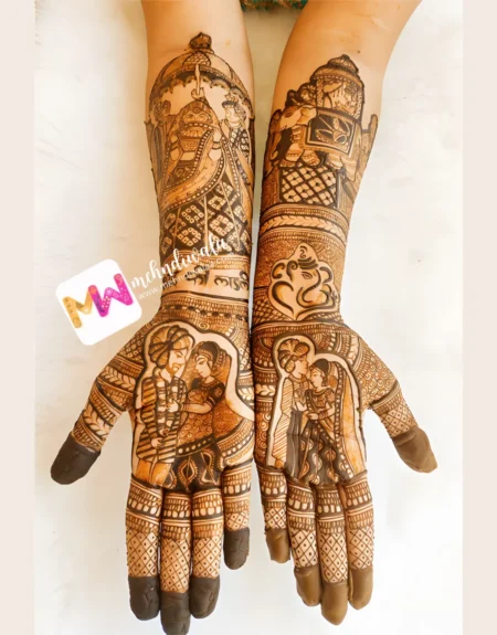 Madhubani- Figure BrideGroom, Ganesh ji, Elephant, Chhatri, Design