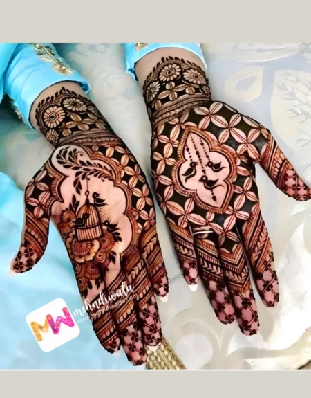 Madhubani- Flowers, Leaves, Bird with House, Design