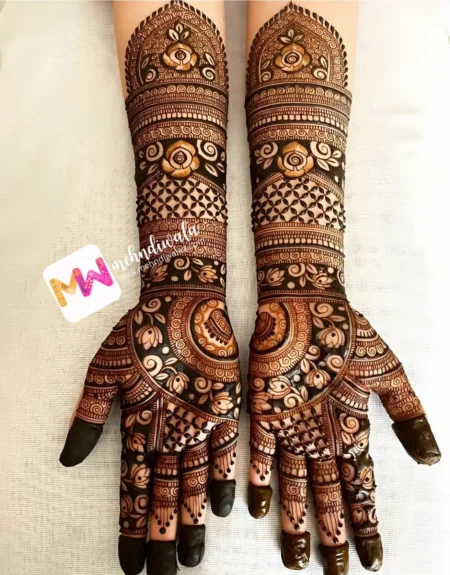 Exclusive bridal mehndi service by Mehndi Wala featuring organic 3D jhumki floral design for weddings