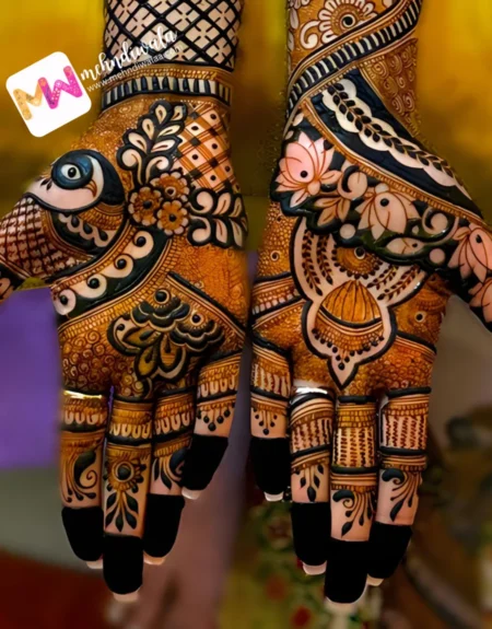 Madhubani- Peacock, Flowers, Leaves, Checks, Design