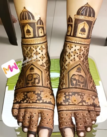 Madhubani- Mahal of Chhatri, Jhumki, Elephant, Flowers, Design